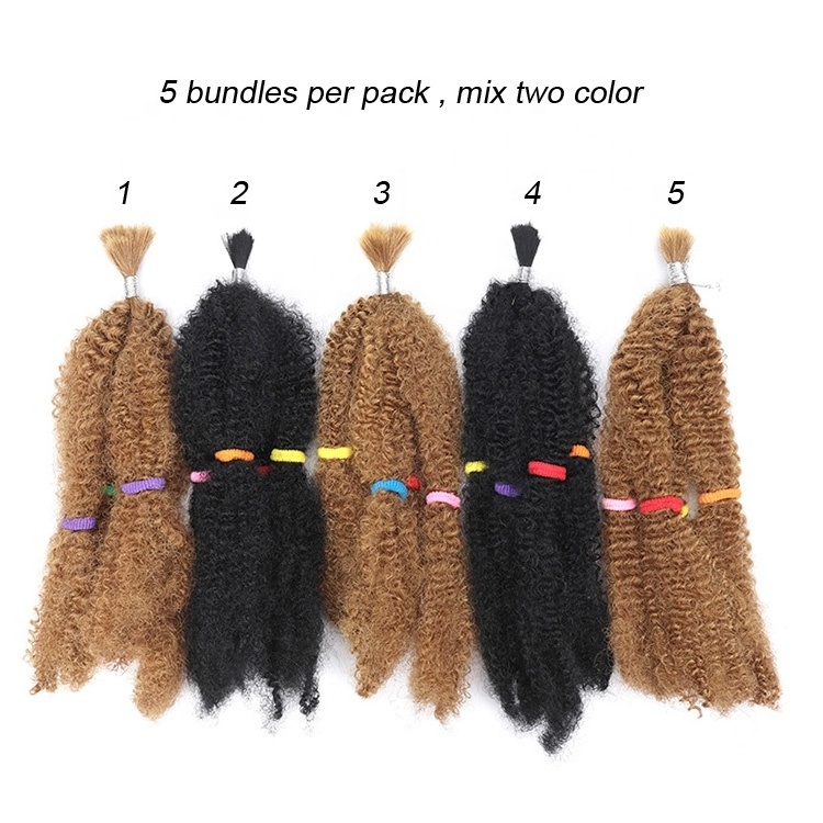 Hot Sale Afro Kinky Curly Bulk 5 Bundles Per Pack Soft Synthetic Dreadlock Braiding Hair Extensions