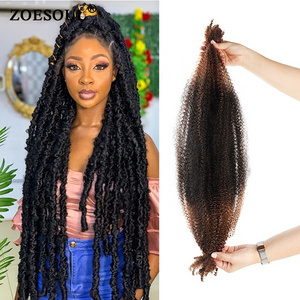 Kanekalons 20 24 28 Inch Pre-fluffed Springy Afro Twist Crochet Braiding Hair For Butterfly Locs