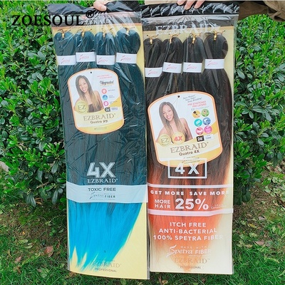 Zoesoul Wholesale Yaki Easy Braid 4X Quatro Pre Stretched Synthetic Braiding Hair For African Hair Braid