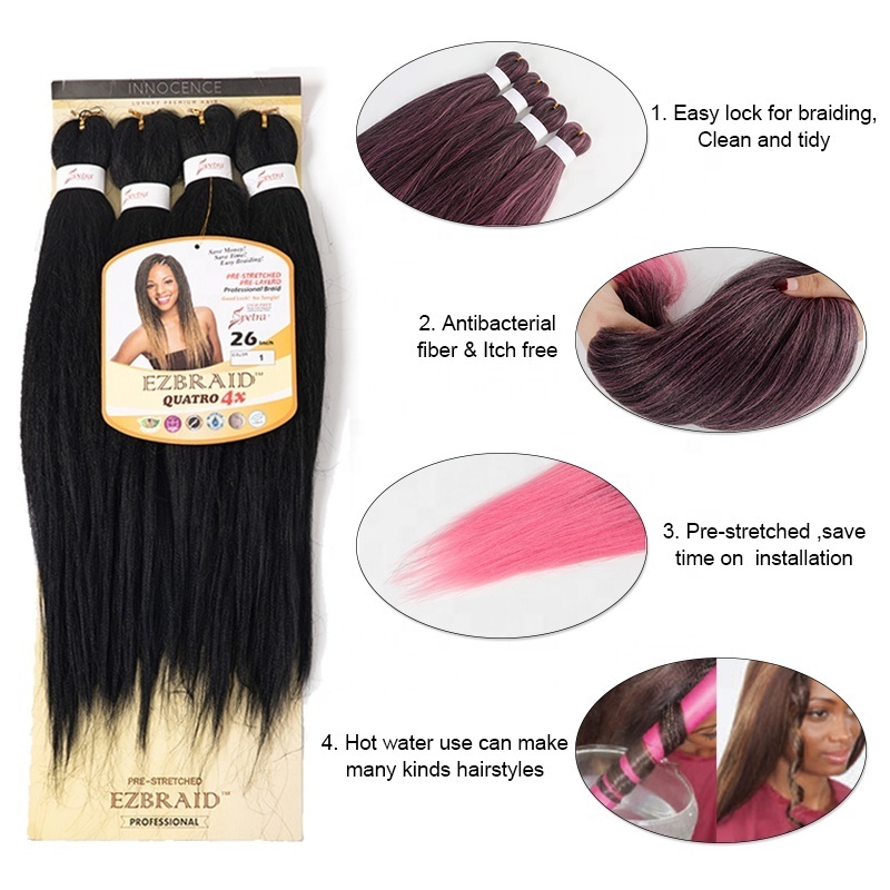 Zoesoul Wholesale Yaki Easy Braid 4X Quatro Pre Stretched Synthetic Braiding Hair For African Hair Braid