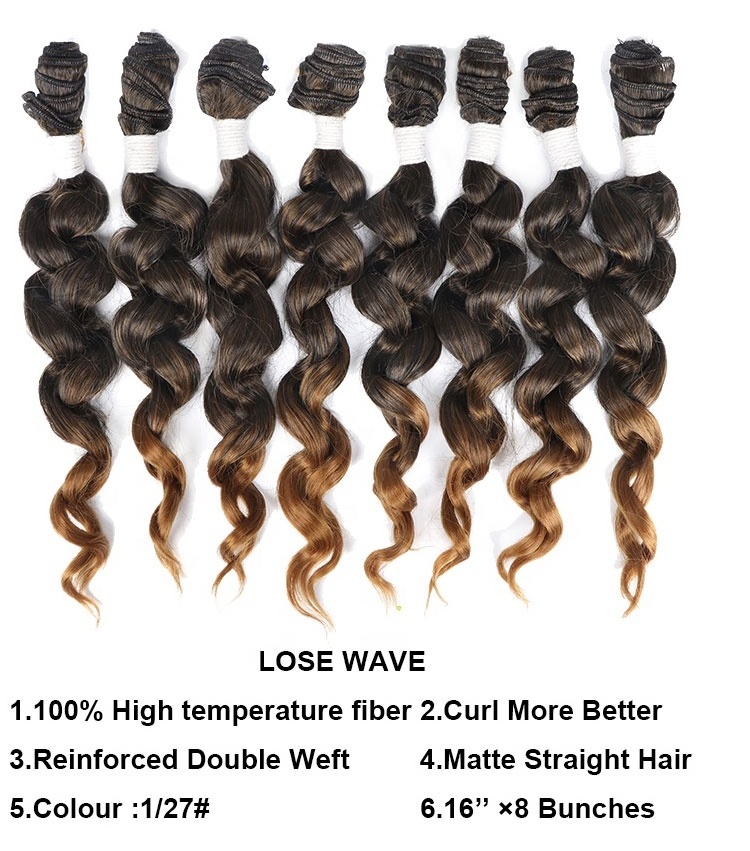 Wholesale Synthetic Hair Weave 8 bundles one pack Matte Ombre Color Soft Hair Extension for Afro Women