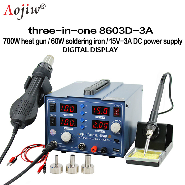 Aojiw SMD hot air gun disassembly welding station 3A mobile phone maintenance DC power supply repair station source of supply