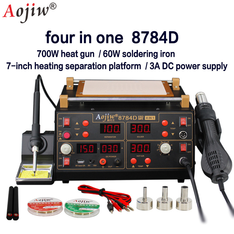 Aojiw 8784D 4-in-1 Hot air disassembly welding table 3A DC power screen separator mobile phone repair and repair table source