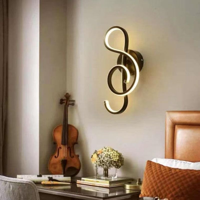 Nordic Decoration Hotel Fancy Bedroom Sconce indoor modern design Art musical note Led Wall Lights Fixture