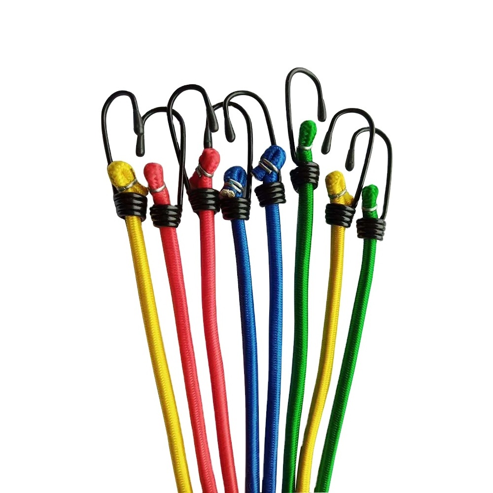 Elastic Bungee Cord Hooks 8mm with Strong Coated Steel Cable Sets Plastic Hook Clips Carabiner Thick  Bungee Cords