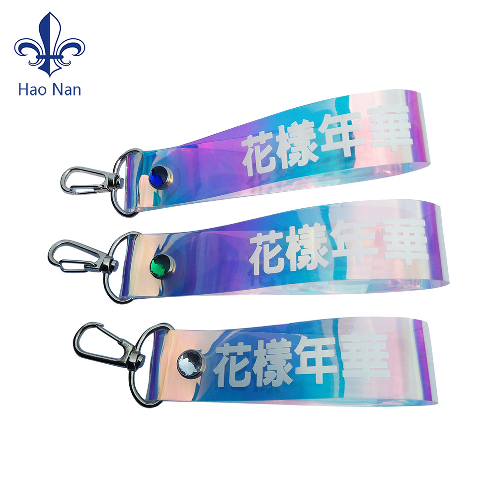 wholesale custom design keychain love pink wrist lanyard keychain with logo key holder