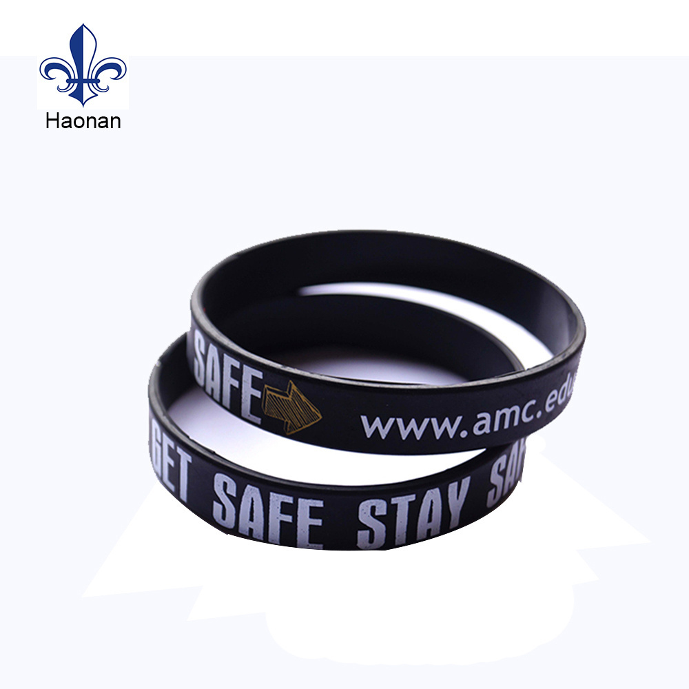 Souvenir Personalised Print Silicone Bracelet Quality Thin Silicone Wristband With Logo