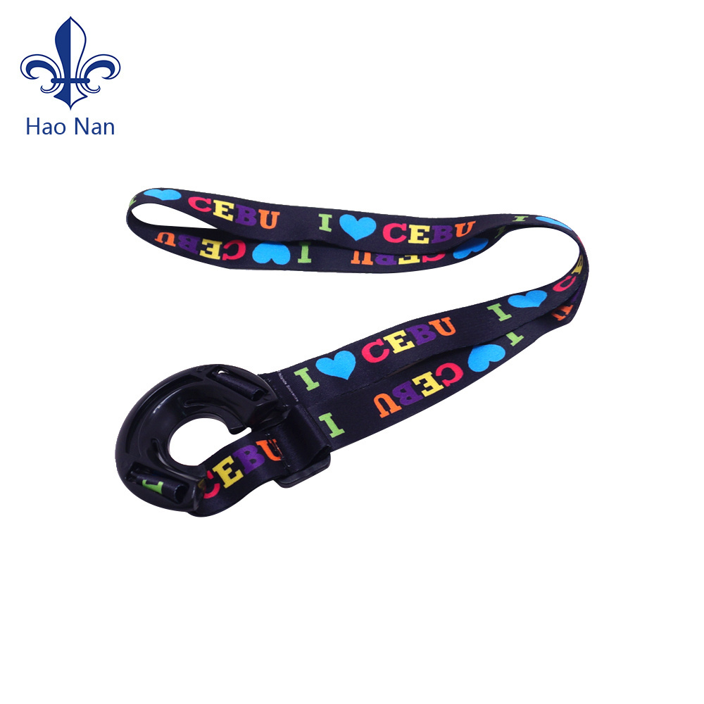 Cheap custom printed sublimation polyester water bottle holder lanyards