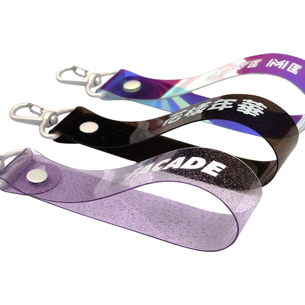 wholesale custom design keychain love pink wrist lanyard keychain with logo key holder