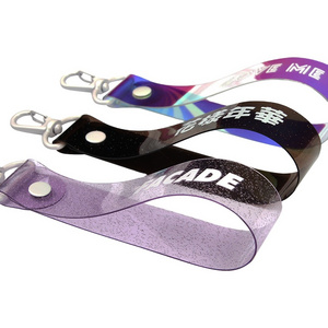 wholesale custom design keychain love pink wrist lanyard keychain with logo key holder