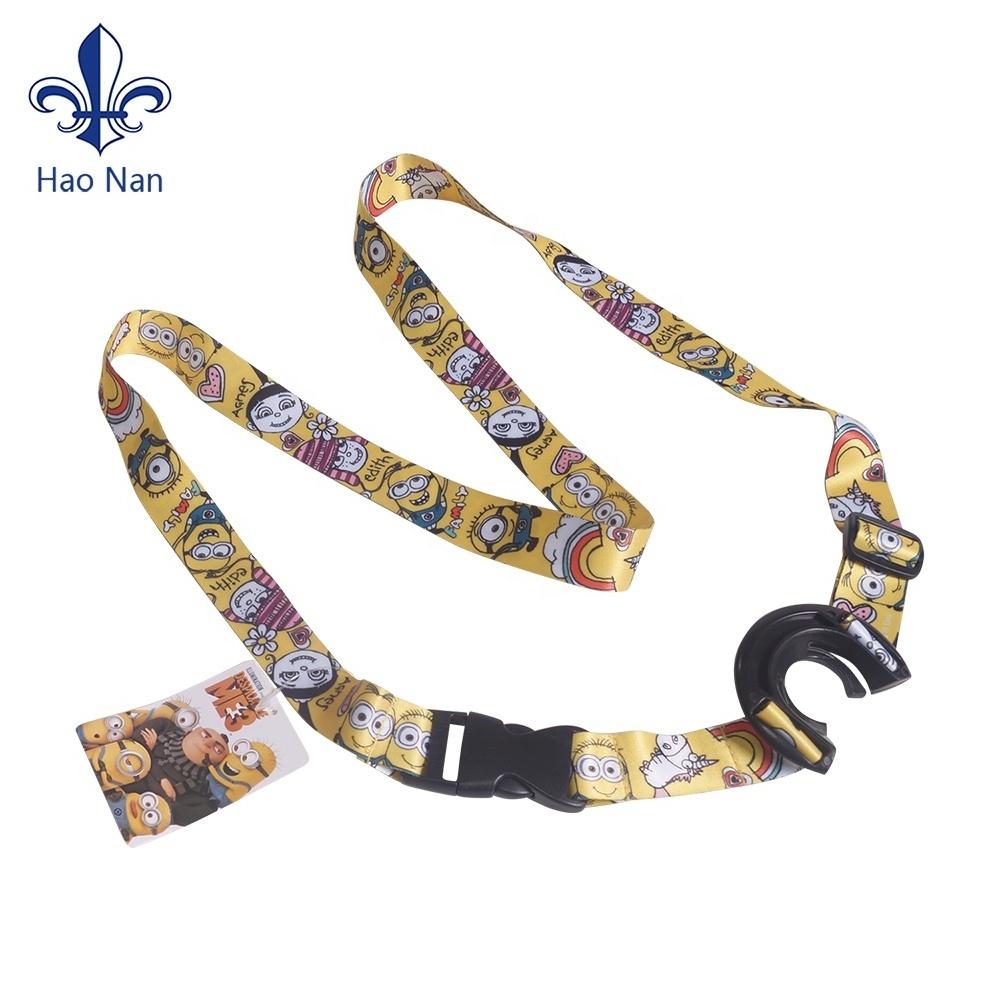 Cheap custom printed sublimation polyester water bottle holder lanyards