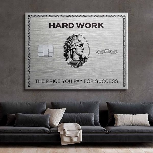 Motivational Canvas Hard Work Oil Painting Office Inspiration Success Words Poster Wall Art Home Decor