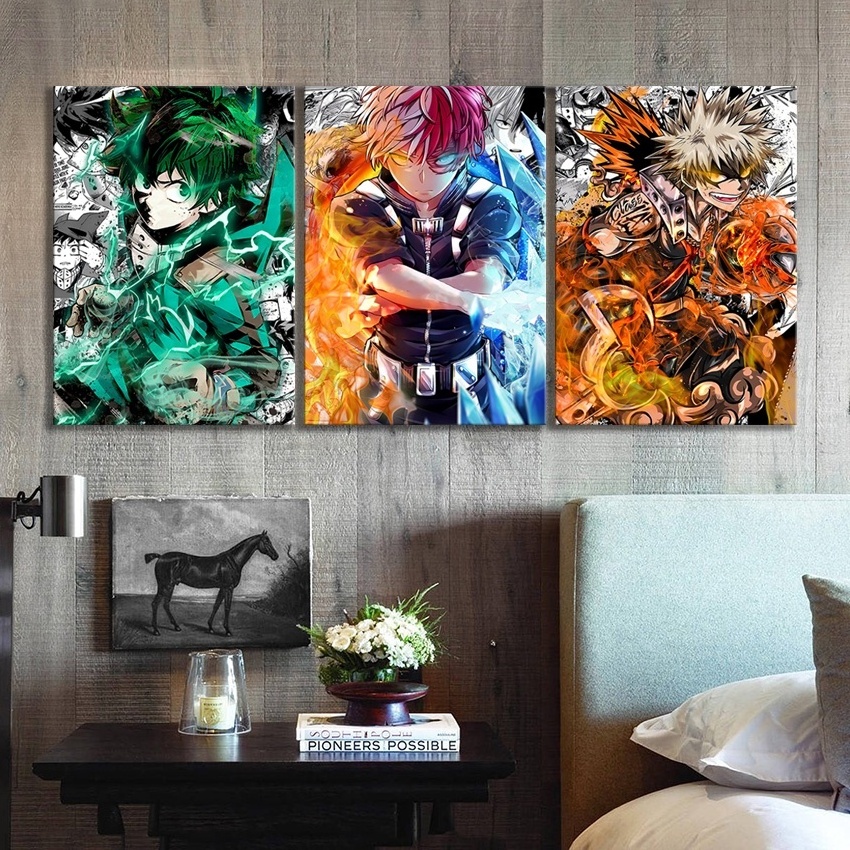 3pcs IZUKU&KATSUKI&SHOUTO My Hero Academia Anime Poster Comics Art Wall Stickers Canvas Painting Home Decor