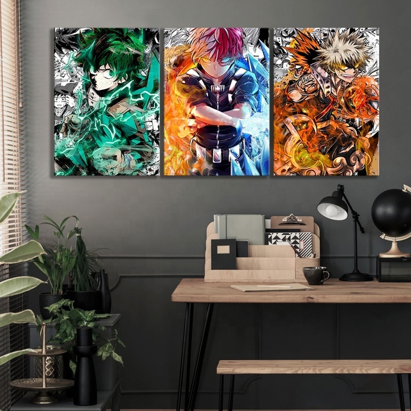 3pcs IZUKU&KATSUKI&SHOUTO My Hero Academia Anime Poster Comics Art Wall Stickers Canvas Painting Home Decor