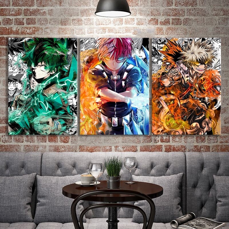 3pcs IZUKU&KATSUKI&SHOUTO My Hero Academia Anime Poster Comics Art Wall Stickers Canvas Painting Home Decor