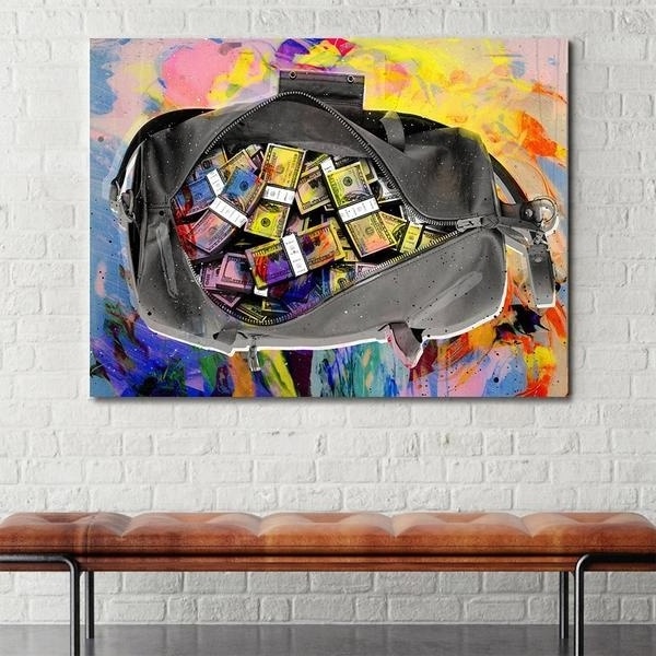 Nordic Abstract Money Bag Wall Art Secure Bag Posters Room Decor Wall Art Canvas Painting Graffiti Wall Sticker Girl Room Decor