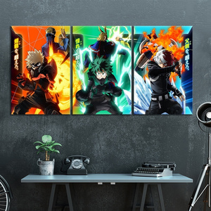 New Design My Hero Academia Anime Poster Midoriya Izuku Three Characters Oil Painting Canvas Wall Art Anime Decor