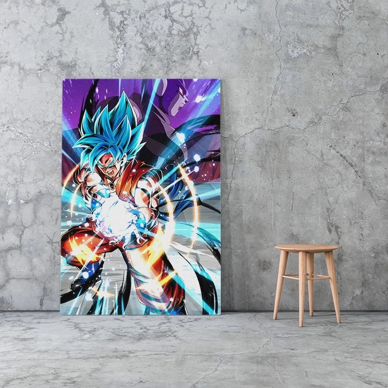 Goku Poster Wall Stickers Living Room Decor Wallpaper Oil Painting Dragon Ball Anime Canvas Paints Christmas Decoration Murals