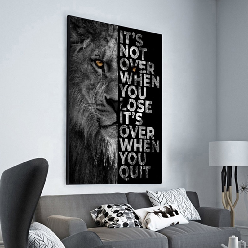 Motivational Quote Art Posters Wild Lion Letter Prints Canvas Painting Decorative Wall Art Picture Office Decor