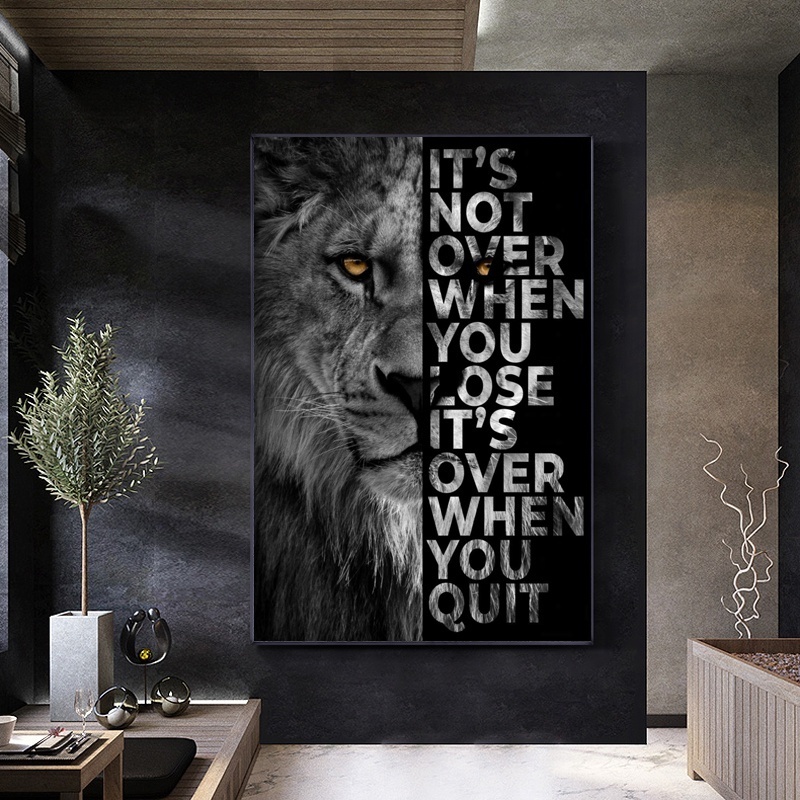 Motivational Quote Art Posters Wild Lion Letter Prints Canvas Painting Decorative Wall Art Picture Office Decor