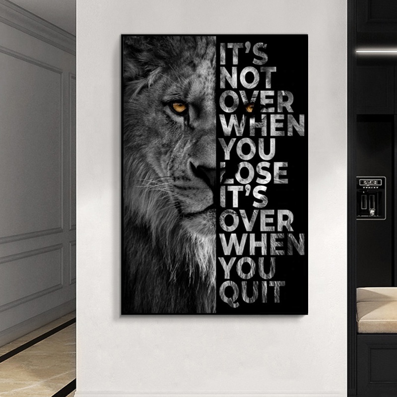 Motivational Quote Art Posters Wild Lion Letter Prints Canvas Painting Decorative Wall Art Picture Office Decor