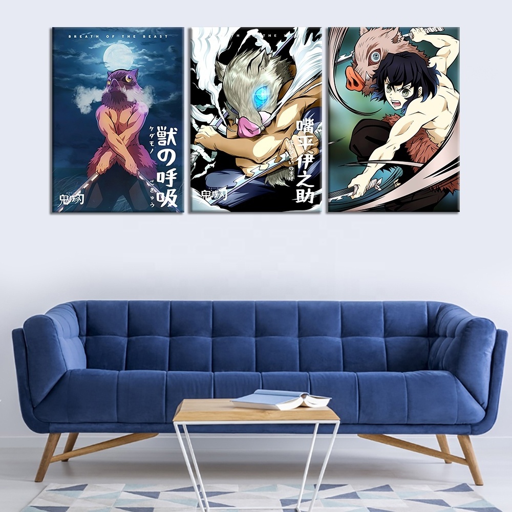 3designs Anime Demon Slayer Poster Manga Character Hashibira Inosuke Oil Painting Canvas Wall Art Bedroom Decor