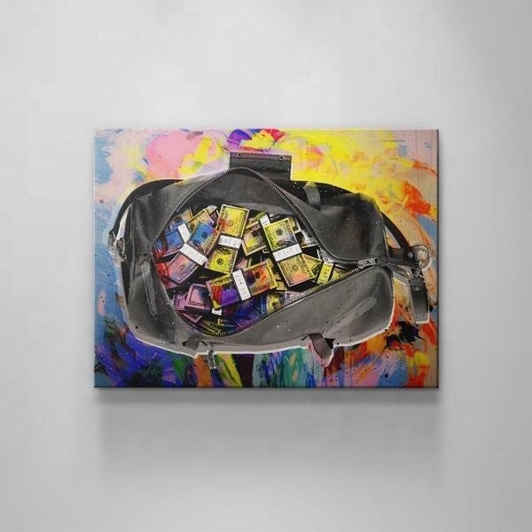 Nordic Abstract Money Bag Wall Art Secure Bag Posters Room Decor Wall Art Canvas Painting Graffiti Wall Sticker Girl Room Decor