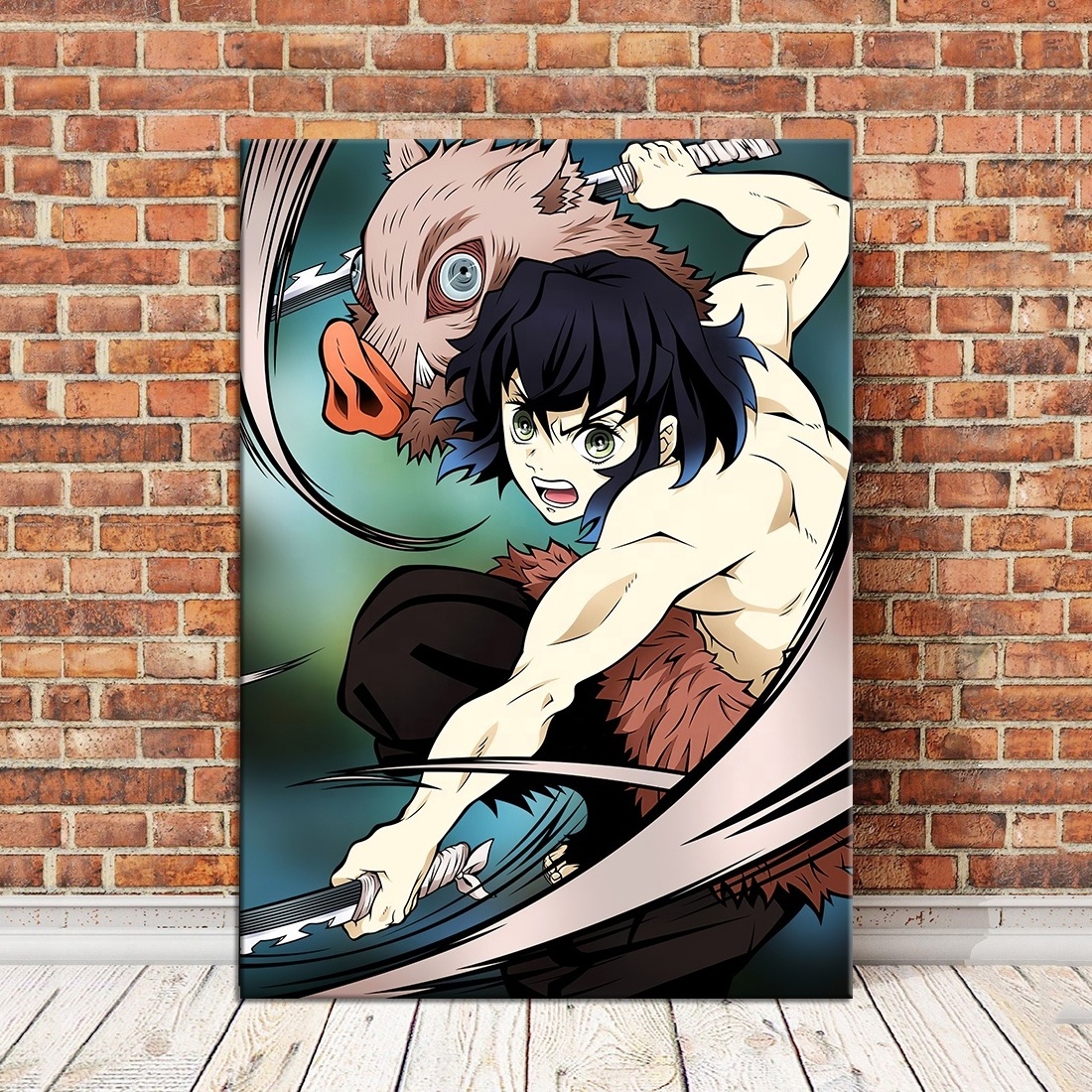 3designs Anime Demon Slayer Poster Manga Character Hashibira Inosuke Oil Painting Canvas Wall Art Bedroom Decor