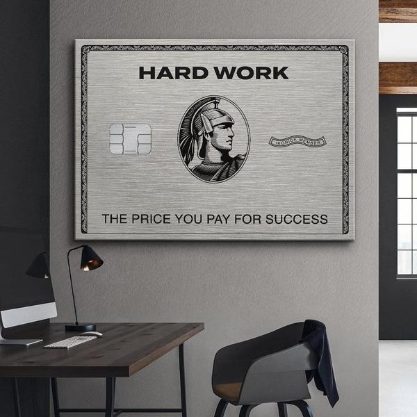 Motivational Canvas Hard Work Oil Painting Office Inspiration Success Words Poster Wall Art Home Decor