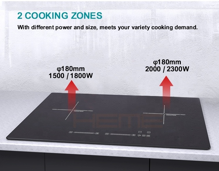 Home Kitchen Appliances Sensor Touch 73cm 2 Plate Glass Panel 3500W Electric Induction Cooker