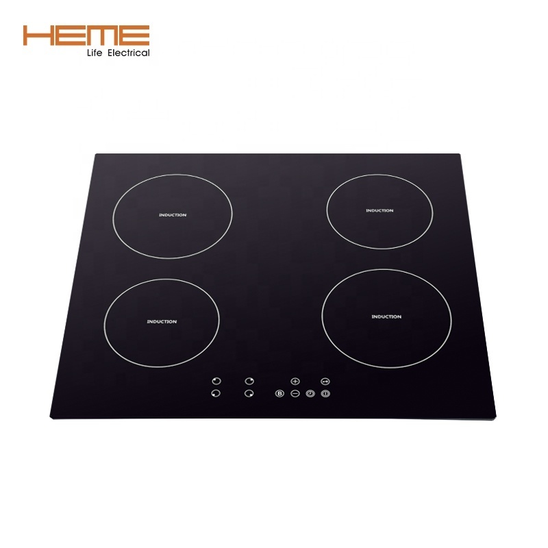 China CE CB Certificate Built in Cooker Kitchen Appliances 4 Burner Black Glass Panel Electric Induction Hob