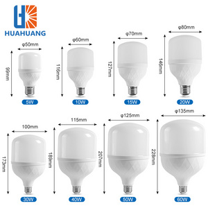 Huahuang New Product Market Home Office PBT PP White E27 5W 10W 15W 20W 30W 40W 50W 60W Light LED Bulb