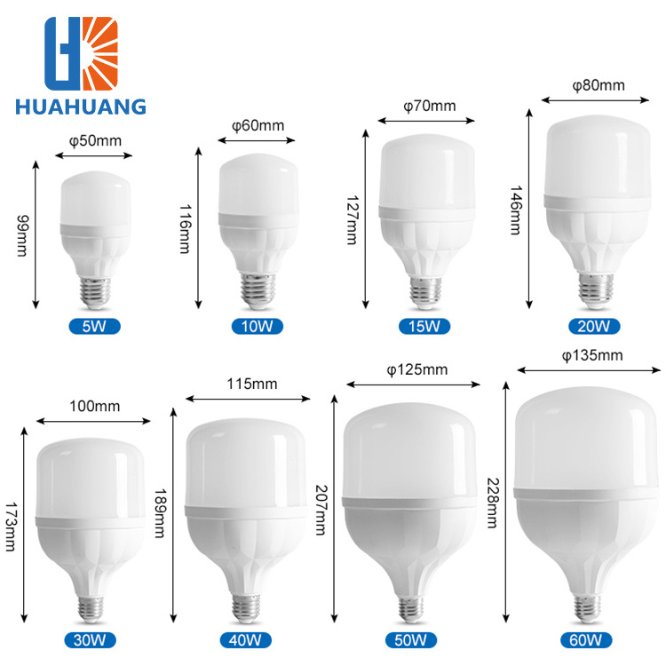 Huahuang Wholesale Office Living Room PBT PP B22 E27 5W 10W 15W 20W 30W 40W 50W 60W Light LED Bulb