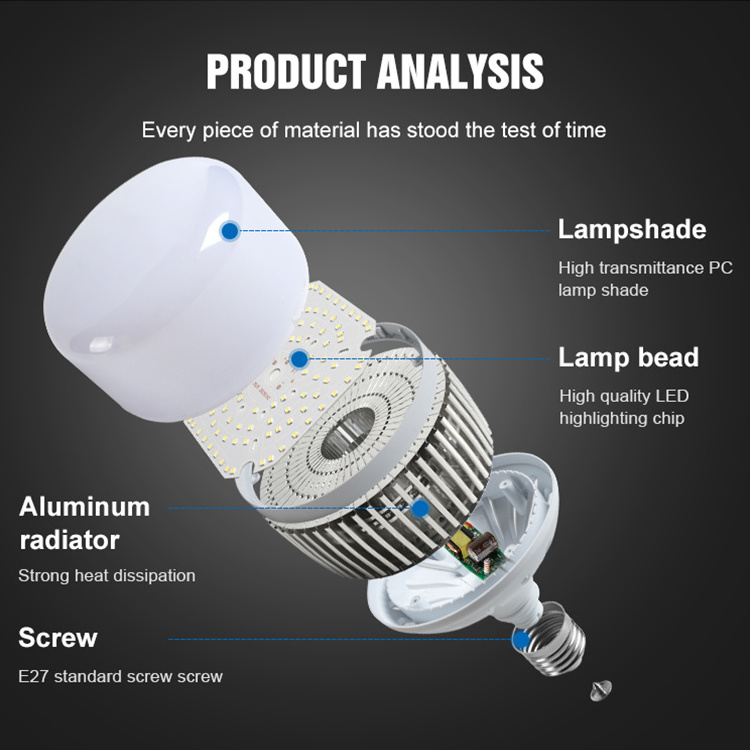 Indoor Supermarket Warehouse B22 E27 Base 50 80 100 150 Watt Aluminum Light LED Bulb