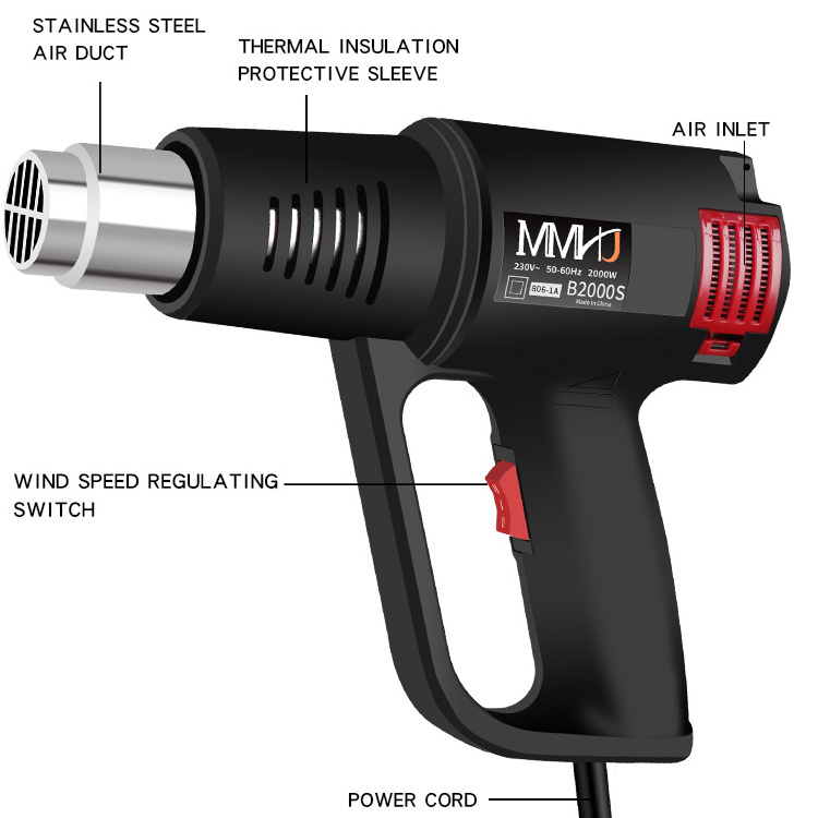 Hot air heating gun for heating hot air gun shrink packaging heat welding gun