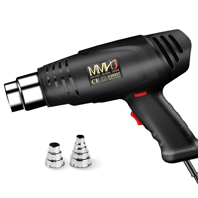 220V Industrial Dual Speed Heat Gun with Temperature Control 2000W DIY Grade Building Hair Dryer Hot Air Gun with Nozzle