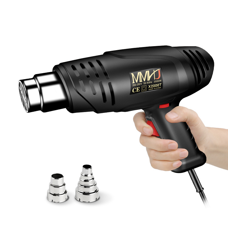 220V Industrial Dual Speed Heat Gun with Temperature Control 2000W DIY Grade Building Hair Dryer Hot Air Gun with Nozzle