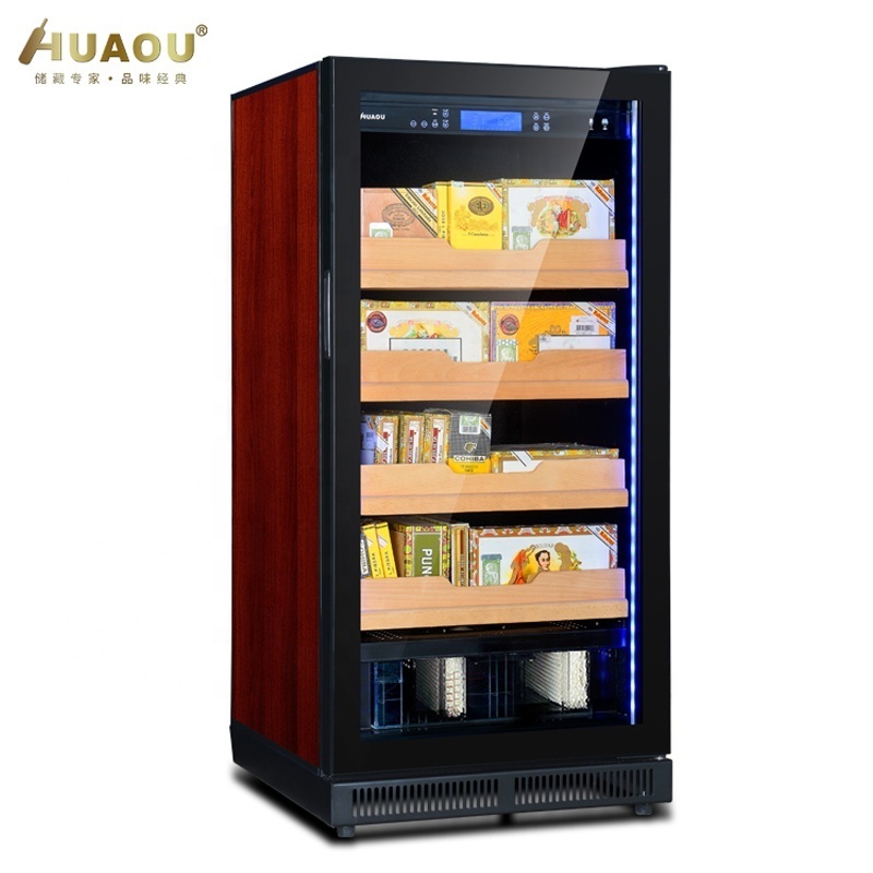 Huaou Beech/ Cedar Wood Shelves Automatic Compressor Cigar Humidor