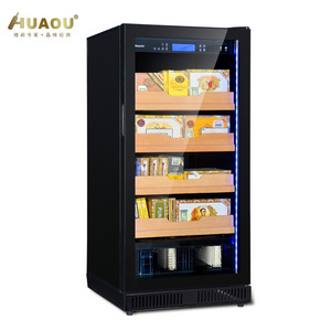 Huaou Beech/ Cedar Wood Shelves Automatic Compressor Cigar Humidor