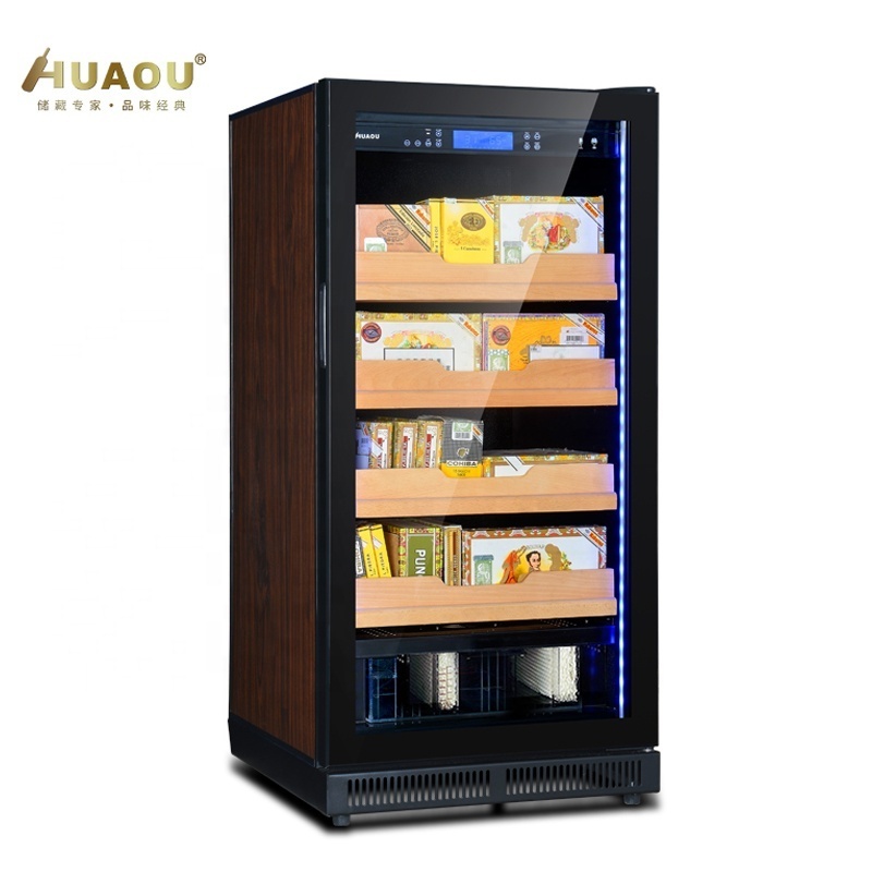 Huaou Beech/ Cedar Wood Shelves Automatic Compressor Cigar Humidor