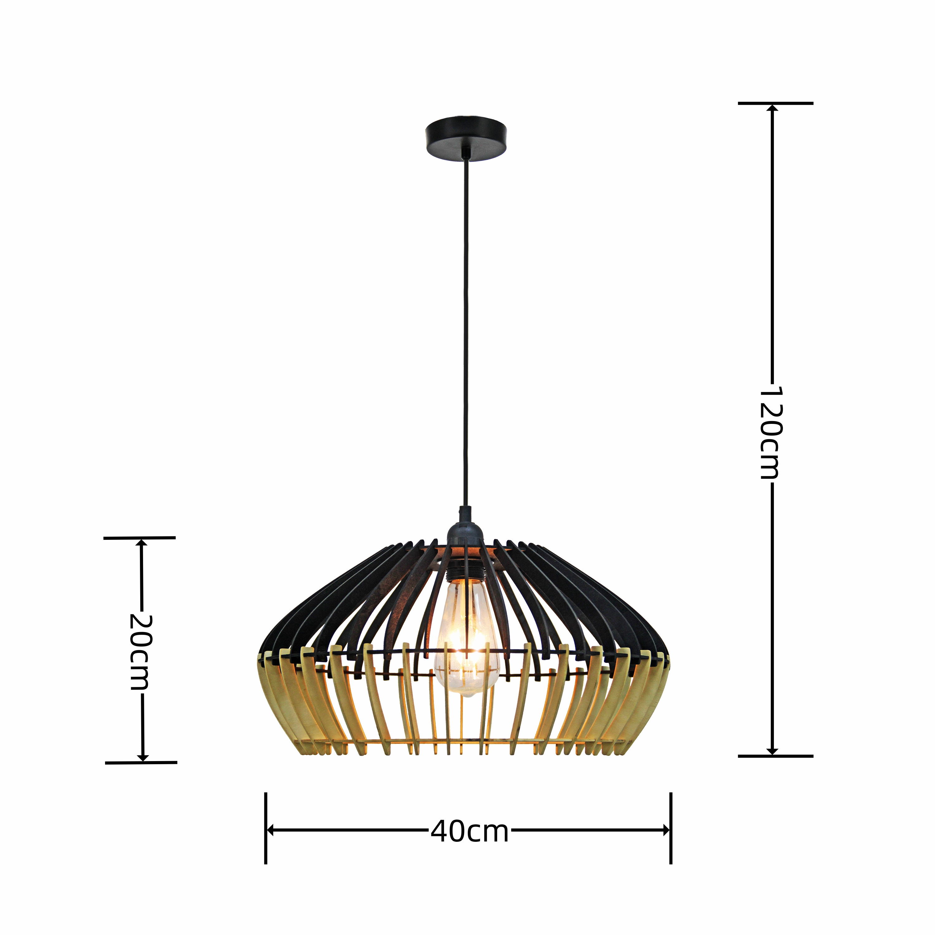 Natural Wood Pendant Light Easy to Assemble Ceiling Chandelier Modern Boho Hanging Lamp Lighting Fixture for Dining