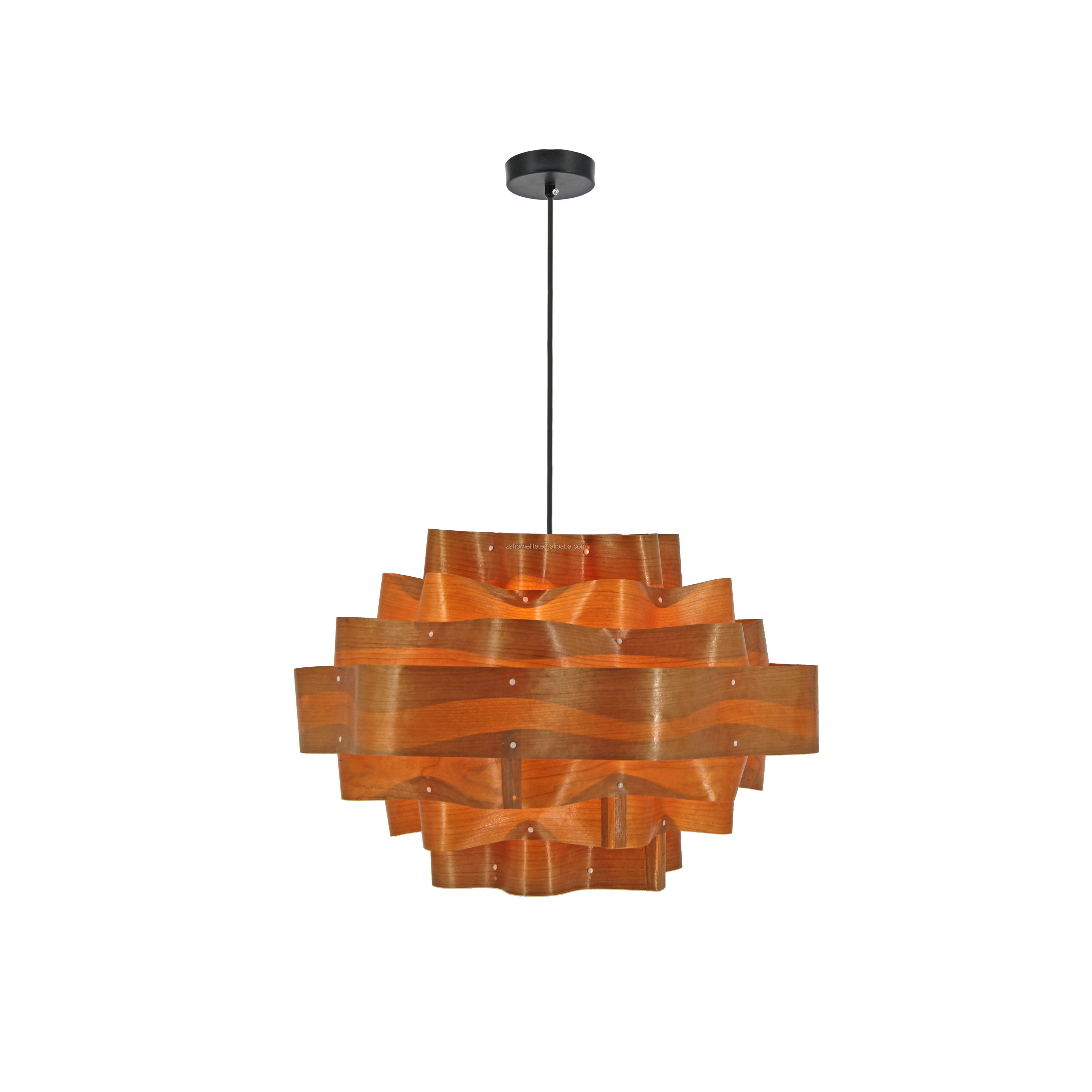 Pendant Lights Wooden Chandelier Bedroom Study Veneer Lamp Shade Hanging Lamp Led Creative Wood Chandelier