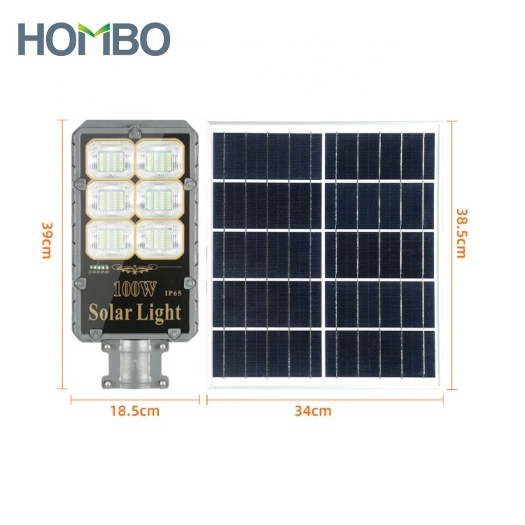 HOMBO Outdoor Waterproof Aluminum Split Street Lamp 60W 100W 200W 300W 400W LED Solar Street Lights