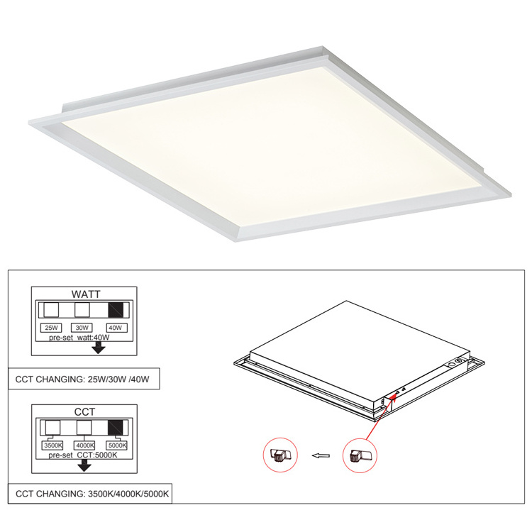 Living Room School Commercial Panel Lamp Recessed Square Backlit 24w 36w 50w Smd Led Panel Light