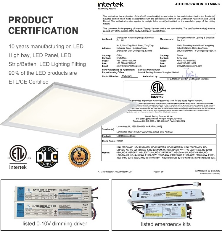 Living Room School Commercial Panel Lamp Recessed Square Backlit 24w 36w 50w Smd Led Panel Light