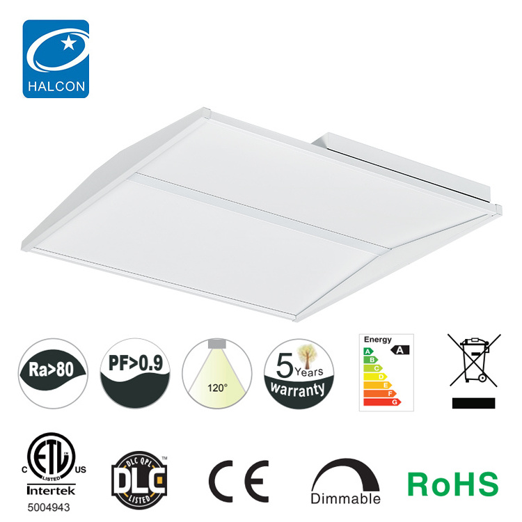 High Lumen Office Library Indoor Lighting Fixture 36w 50w Acrylic Steel Plate 2x2 2x4 Recessed Mounted Led Troffer Light