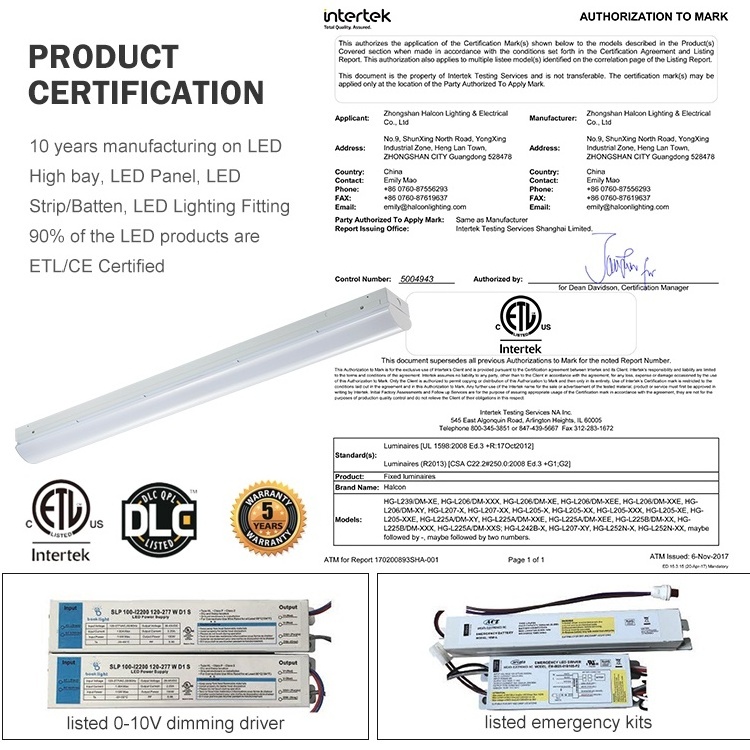 5 Years Warranty ETL Approve Garage Warehouse Parking Vapor Steel Sheet T5 T8 Tube Led Light