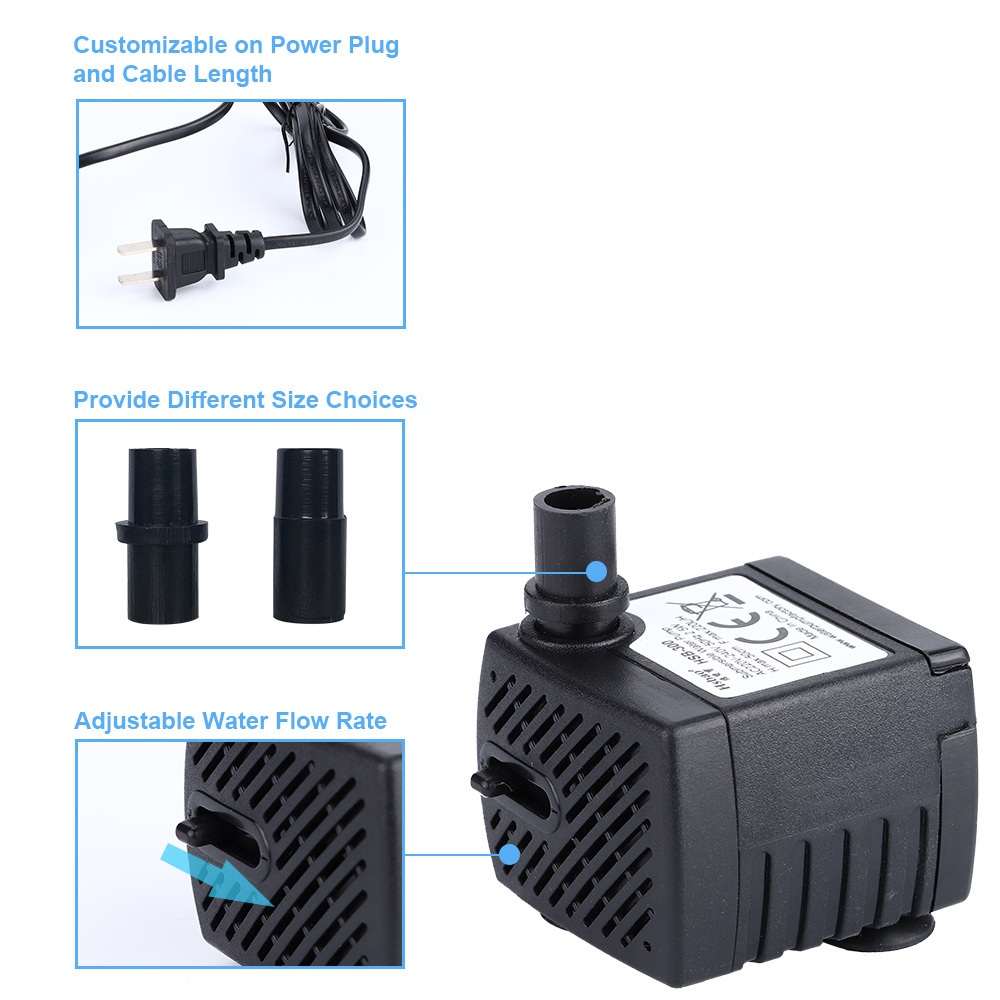 mini Submersible aquarium pump small tabletop Water Feature fountain Pump Pet drinking fountain Dispenser pumps