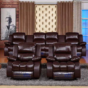 Living room sectional furniture modern U shaped recliner genuine leather sofa set