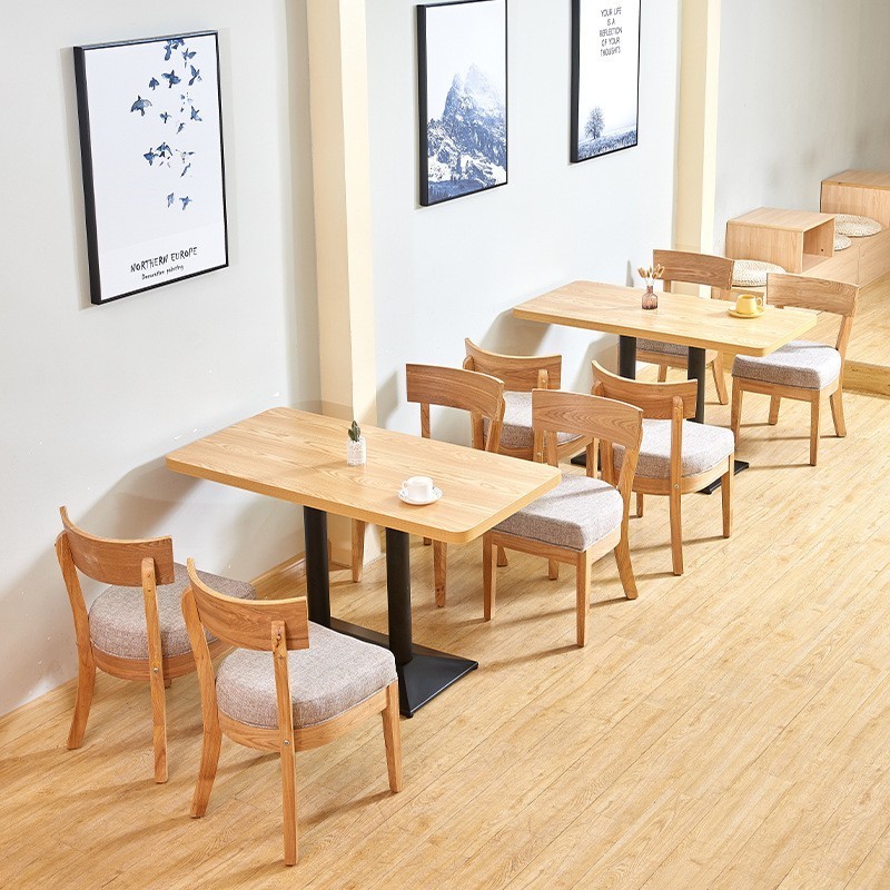 Simple Cafe Western Restaurant Dessert Shop Milk Tea Shop Wooden Fabric Table and Chair Combination Set